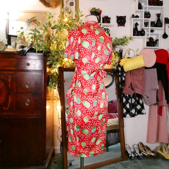 The Seamstress of Bloomsbury 1940's Style Atomic Satin Mabel Dress Sz UK8 - Picture 6 of 11